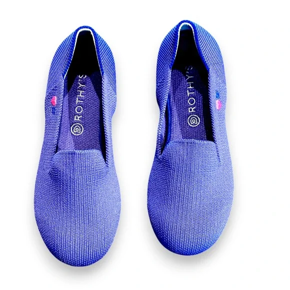Rothys Kid The Loafer Iris Purple Knit Slip On Shoes Heart Detail LimitedEd K13 - Picture 1 of 6